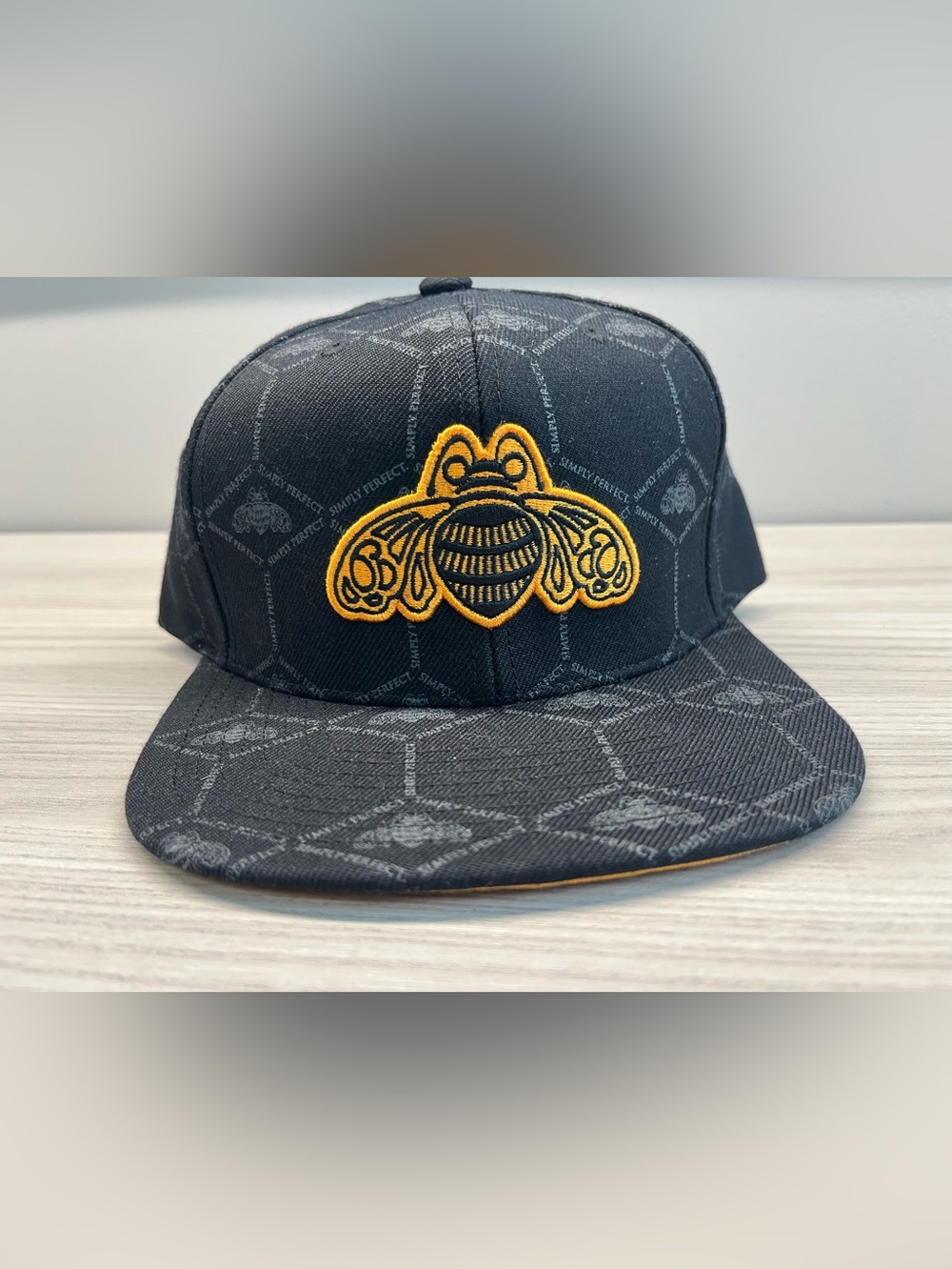 Mitchell & Ness Tequila Patrón Snapback Hat Black Gold Honeycomb Bee Cap OSFM